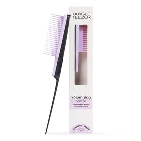 TANGLE TEEZER front view showing lilac and black finish and ergonomic shape for easy handling