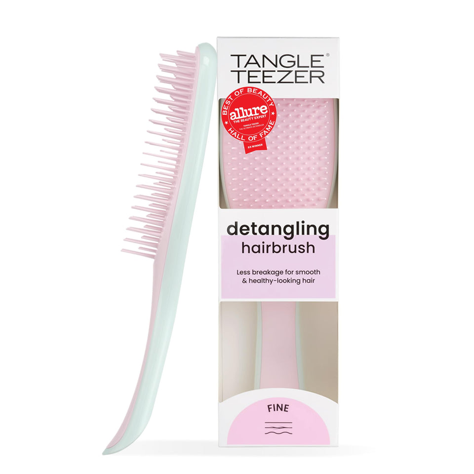 TANGLE TEEZER front view showing compact detangler and pastel finish, easy to spot