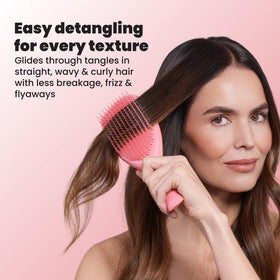 TANGLE TEEZER sustainable packaging detail, modern eco-friendly presentation benefit