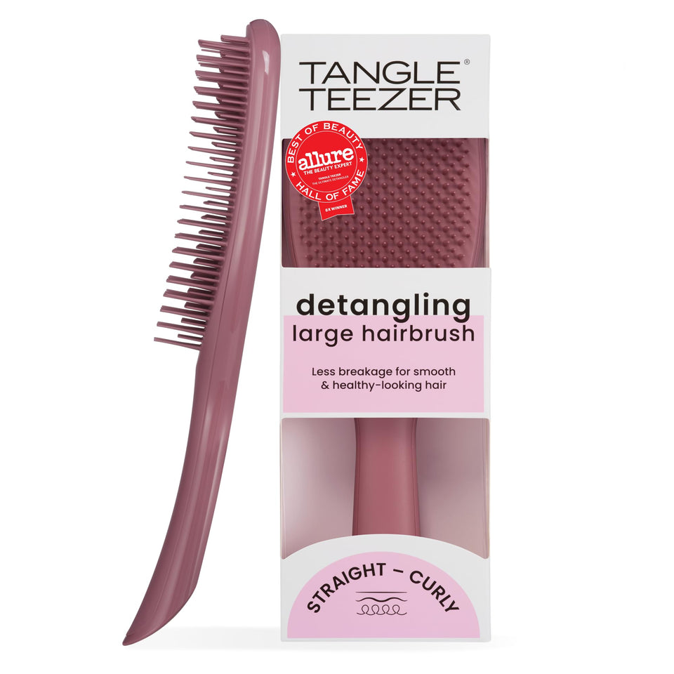 TANGLE TEEZER front view showing Pink Velvet finish and large paddle, easy styling