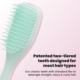 TANGLE TEEZER close-up of two-tiered teeth demonstrating gentle detangling benefit
