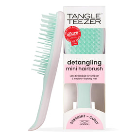 TANGLE TEEZER front view of mini brush showing compact design and vibrant colors