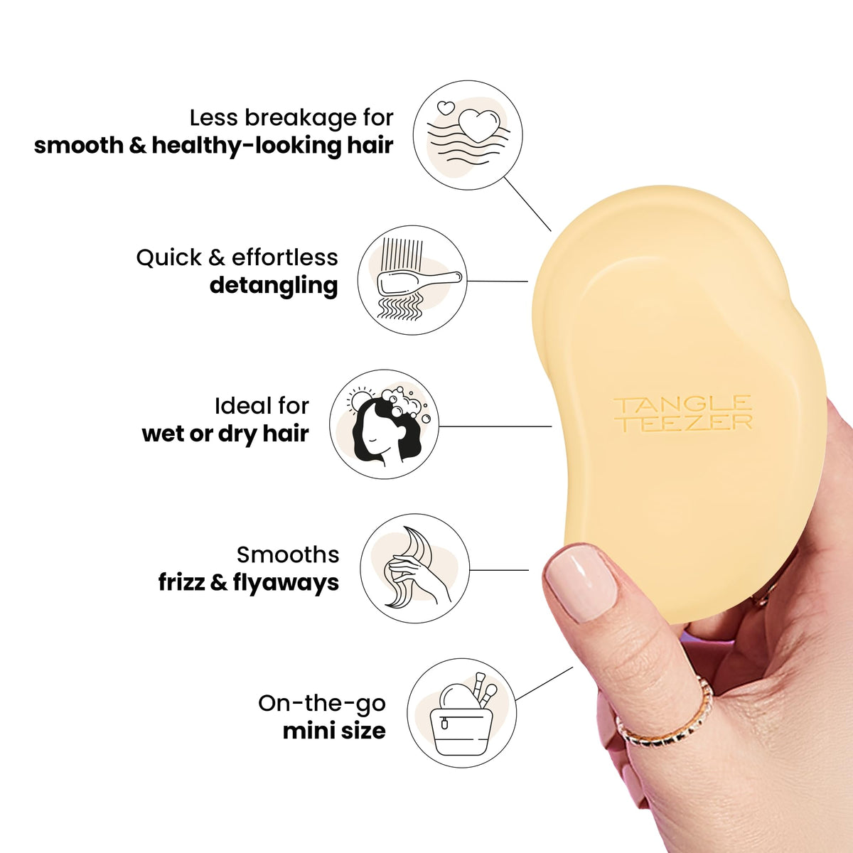 TANGLE TEEZER in-hand with child showing gentle detangling for kids