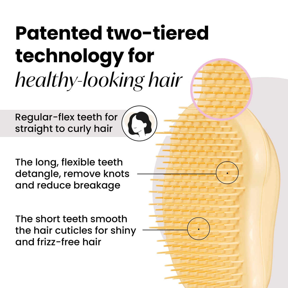 TANGLE TEEZER palm-grip view demonstrating ergonomic hold for easy control
