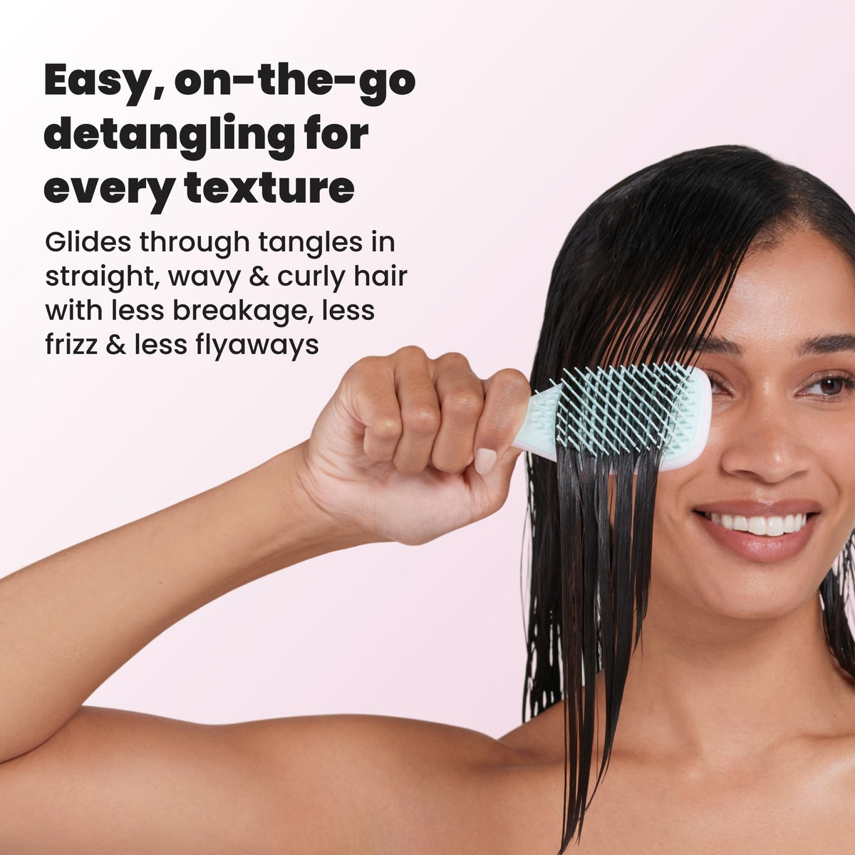 TANGLE TEEZER kid holding brush showing easy grip and independent grooming benefit