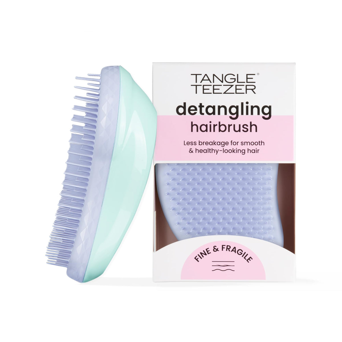 TANGLE TEEZER brush front view showing mint violet finish and compact shape for easy detangling