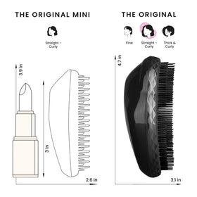 TANGLE TEEZER detangling a curly strand, smooths and reduces frizz benefit