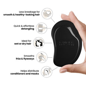 TANGLE TEEZER in shower alongside conditioner, distributes product evenly benefit