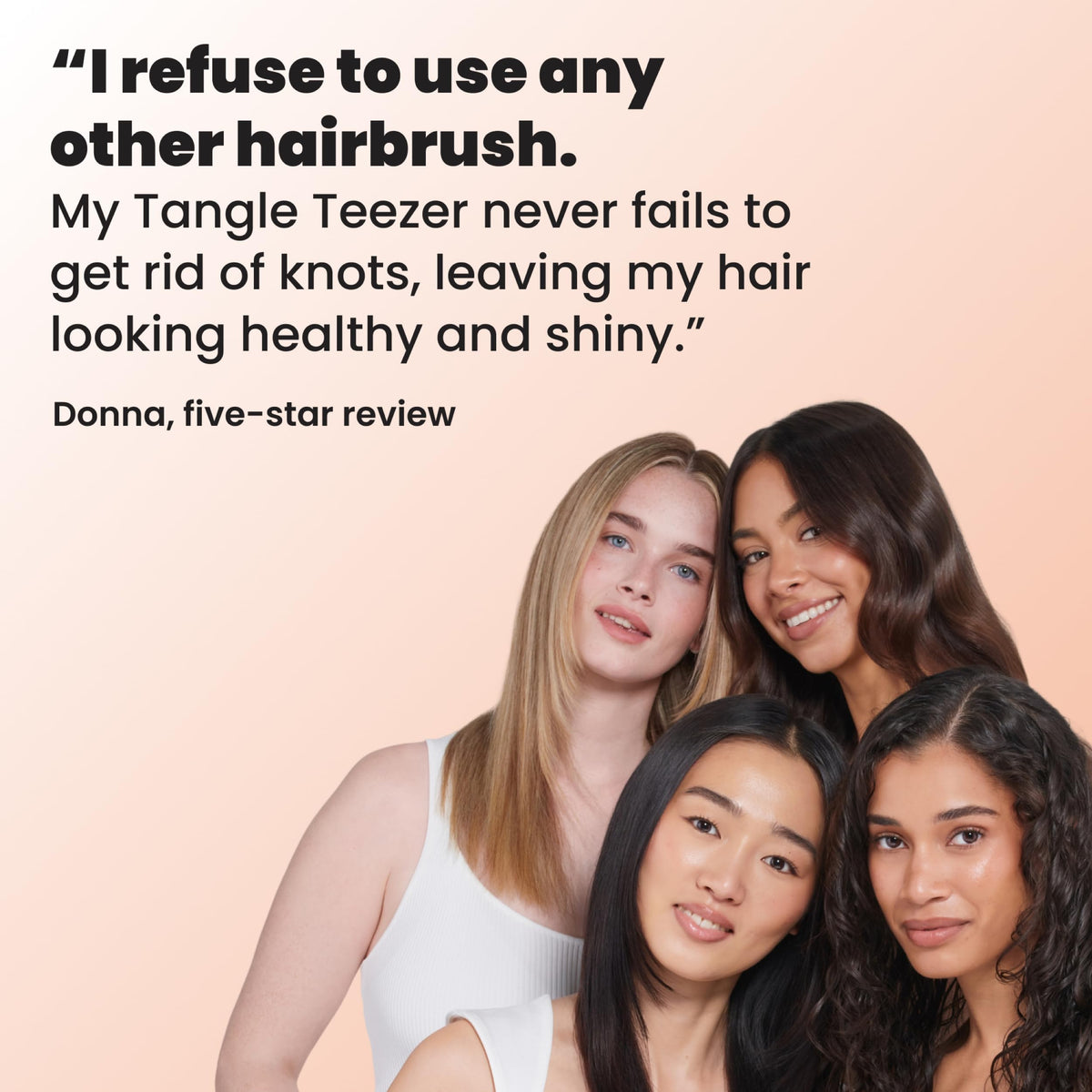TANGLE TEEZER packaging showing sustainable transition labeling benefits