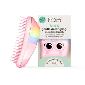 TANGLE TEEZER front view showing rainbow unicorn packaging and compact benefit
