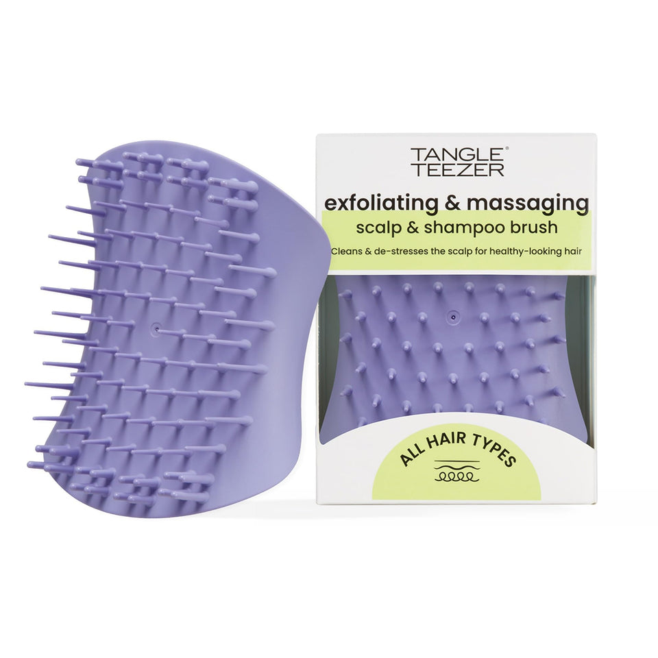 TANGLE TEEZER front view showing lavender brush and ergonomic wings for secure grip