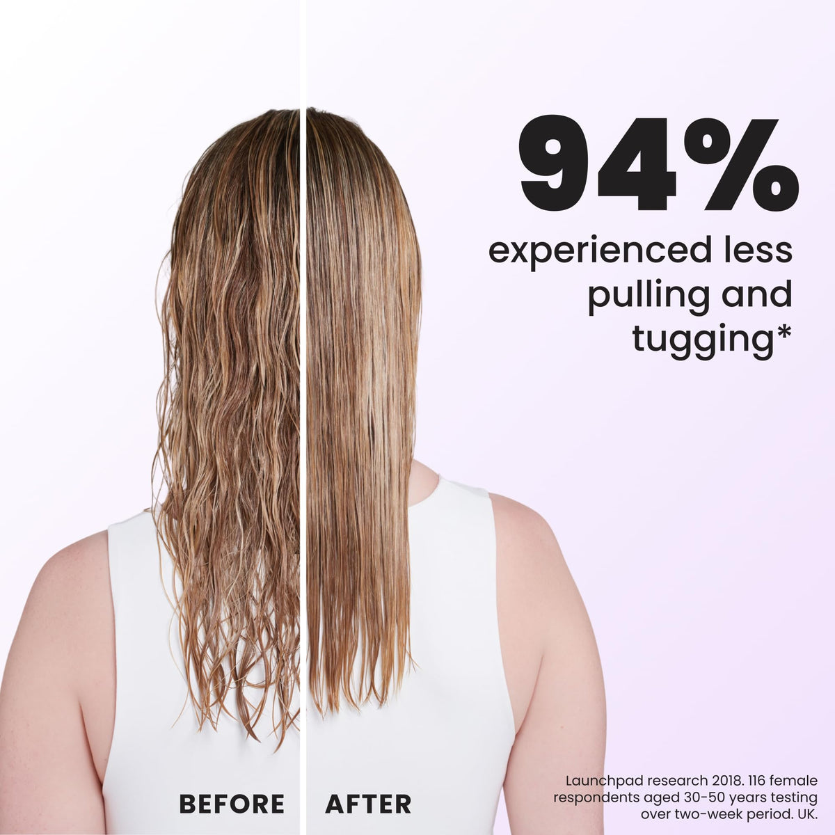 TANGLE TEEZER smoothed hair after brushing showing reduced frizz and shine