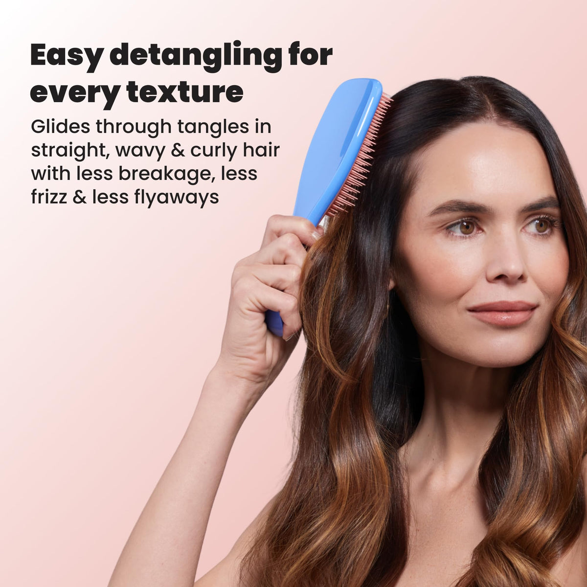 TANGLE TEEZER smoothing straight hair after use showing reduced frizz benefit