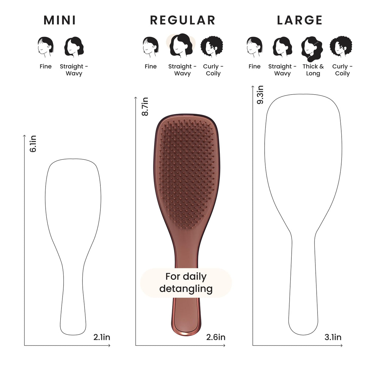 TANGLE TEEZER before and after smoothing hair showing reduced frizz