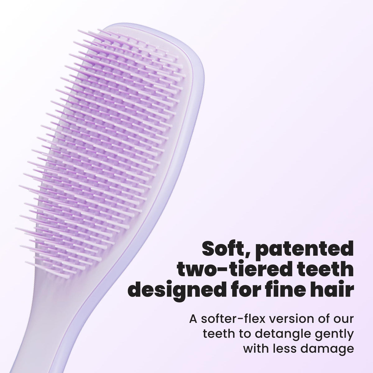 TANGLE TEEZER close-up of softer flexible teeth reducing pulling and breakage