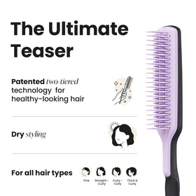TANGLE TEEZER placed with styling tools to show versatile kit-ready styling benefits