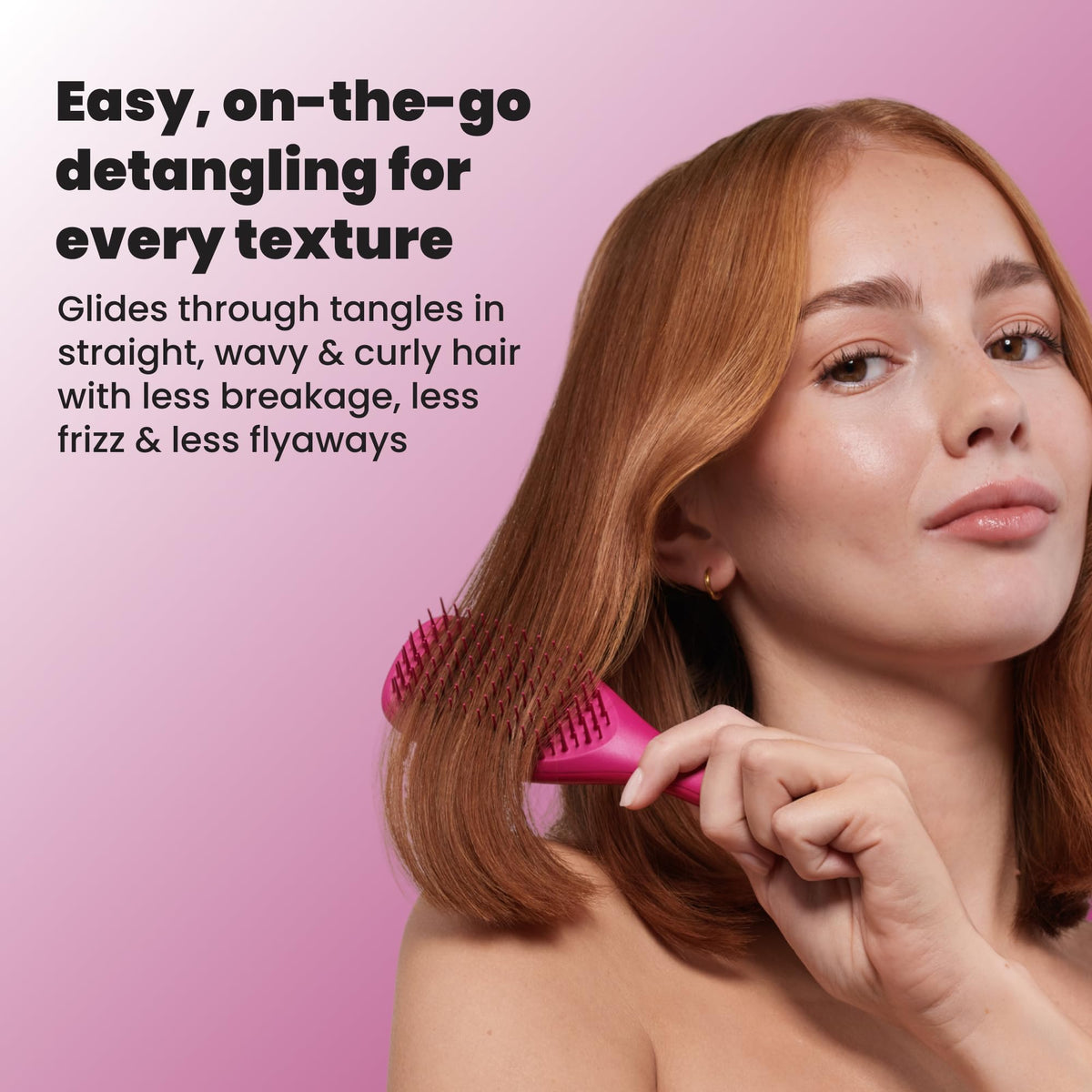 Tangle Teezer texture and glossy Electric Raspberry finish, stylish and durable