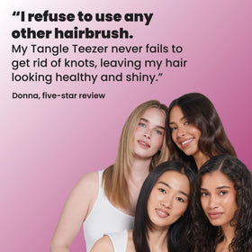 Tangle Teezer three-quarter profile showing ergonomic curved shape for grip