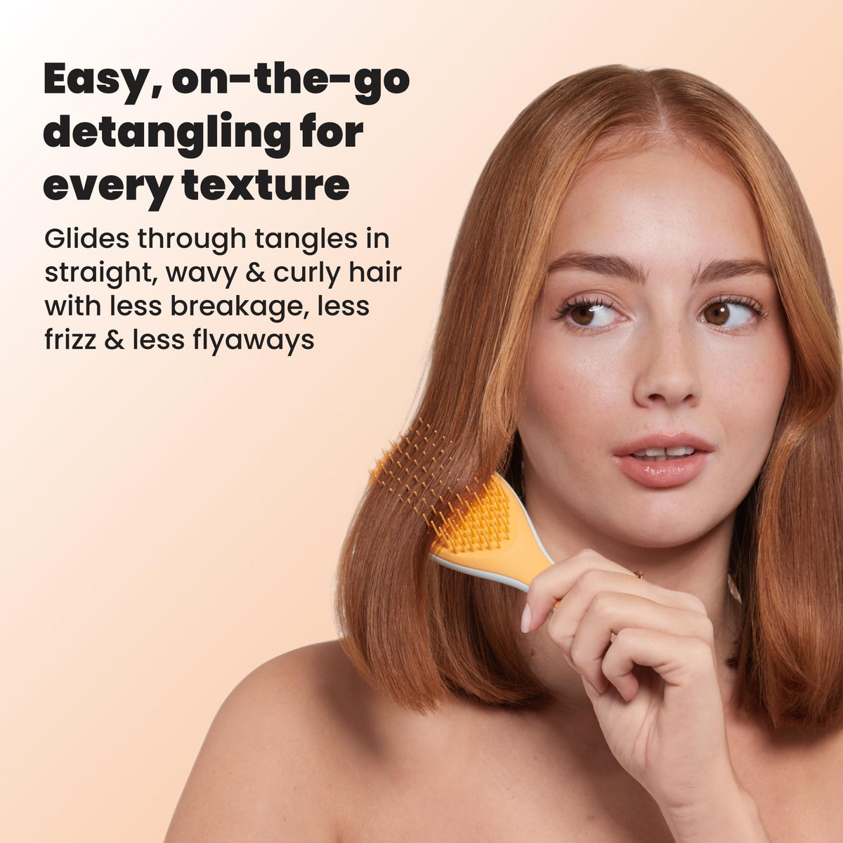 TANGLE TEEZER ice blue and sweet orange color detail for stylish portability
