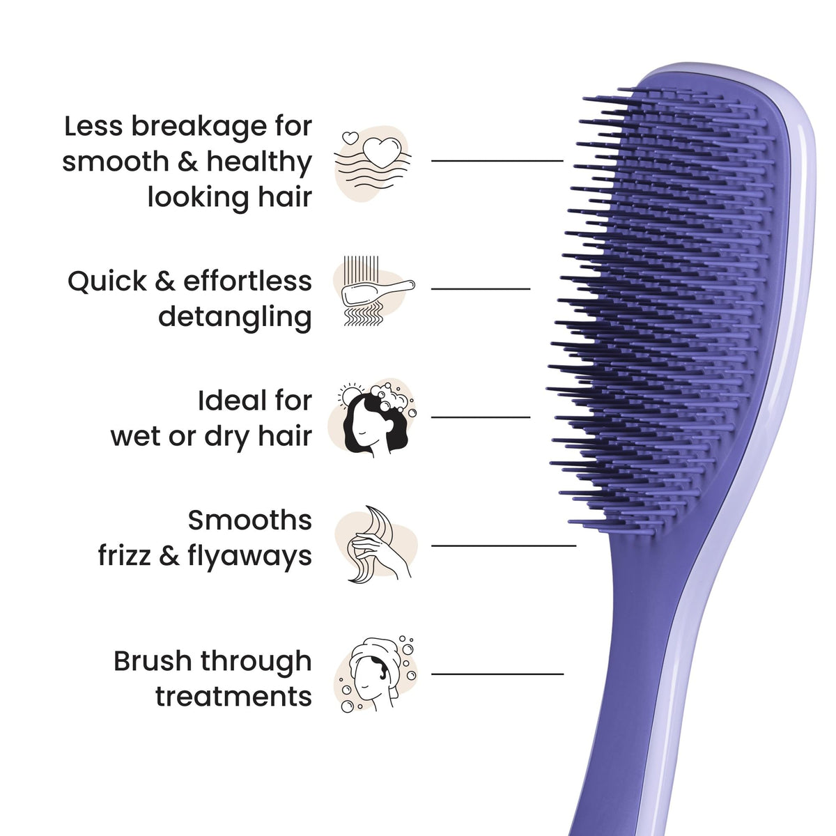 TANGLE TEEZER in shower spreading conditioner evenly to illustrate product distribution benefits