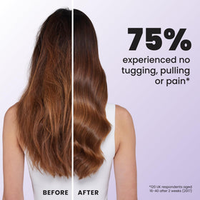 TANGLE TEEZER spreading conditioner through long hair for even product distribution and smoother strands