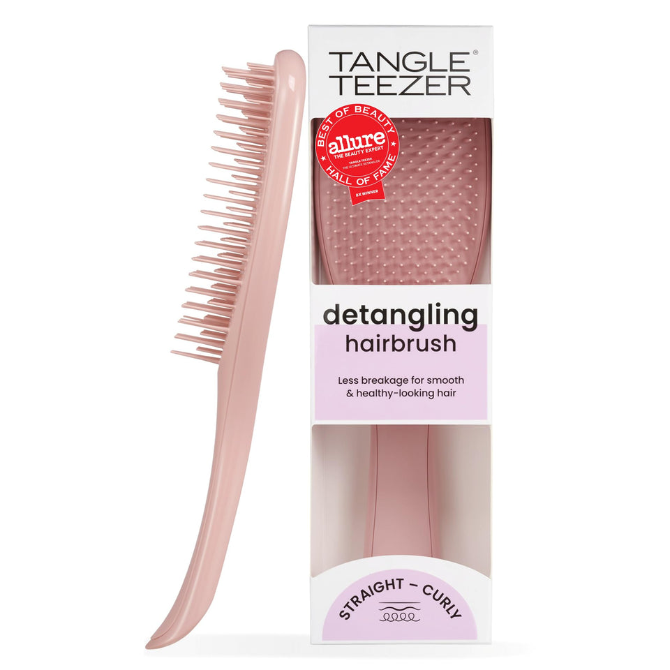TANGLE TEEZER front view showing summer rose finish and compact shape for easy use