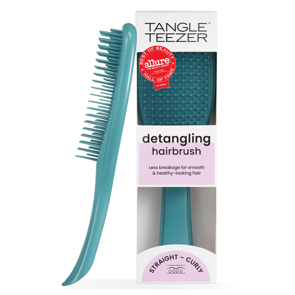 TANGLE TEEZER front view showing teal brush for gentle detangling
