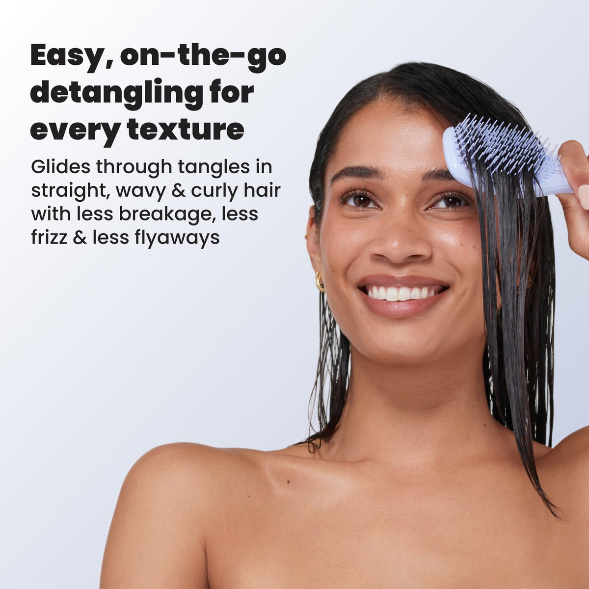 TANGLE TEEZER child brushing hair showing soft teeth and reduced tugging benefit