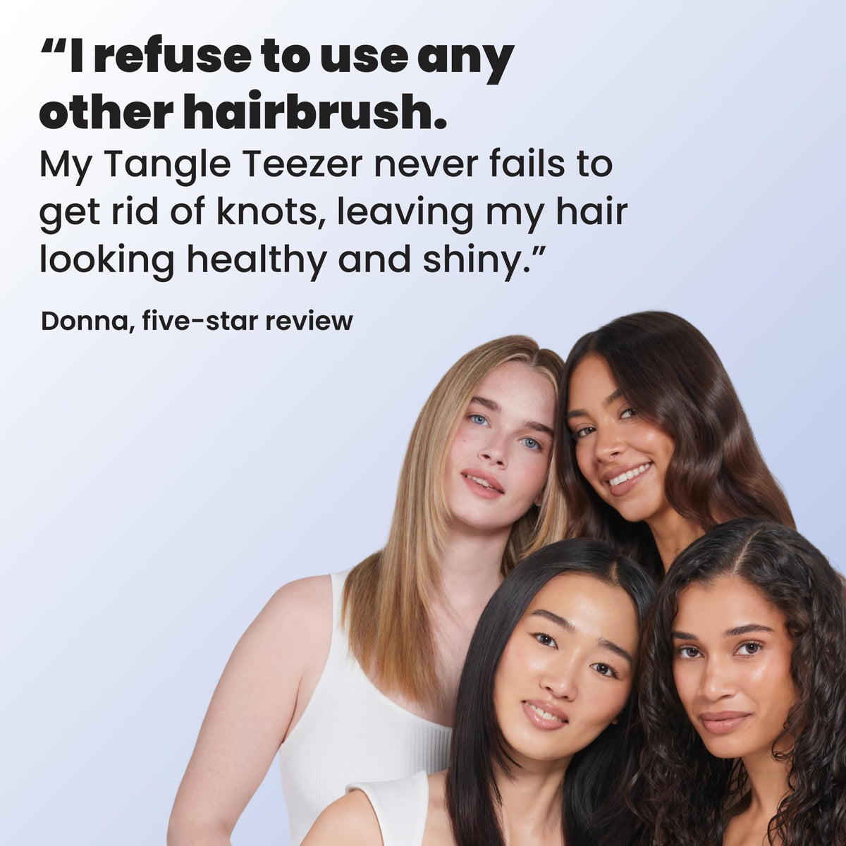 TANGLE TEEZER recyclable packaging note showing sustainable transit-ready box