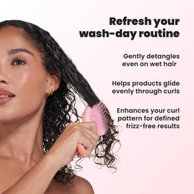 TANGLE TEEZER Pink Mango in a styling routine, enhances curl definition and reduces frizz