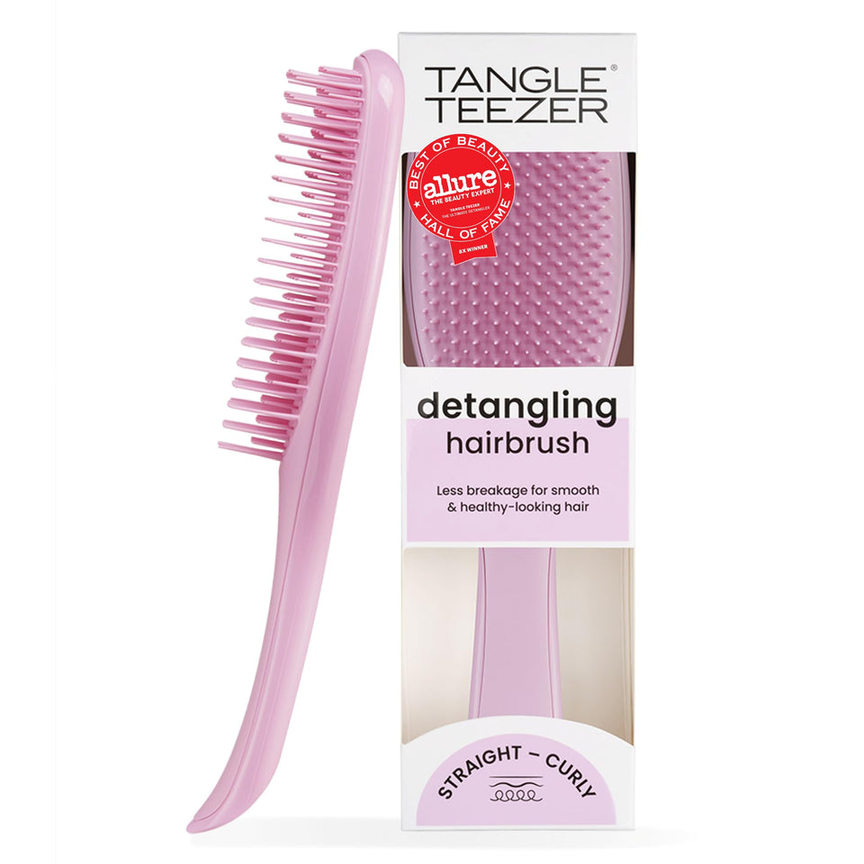 TANGLE TEEZER front view showing Rosebud finish and ergonomic shape for comfortable grip