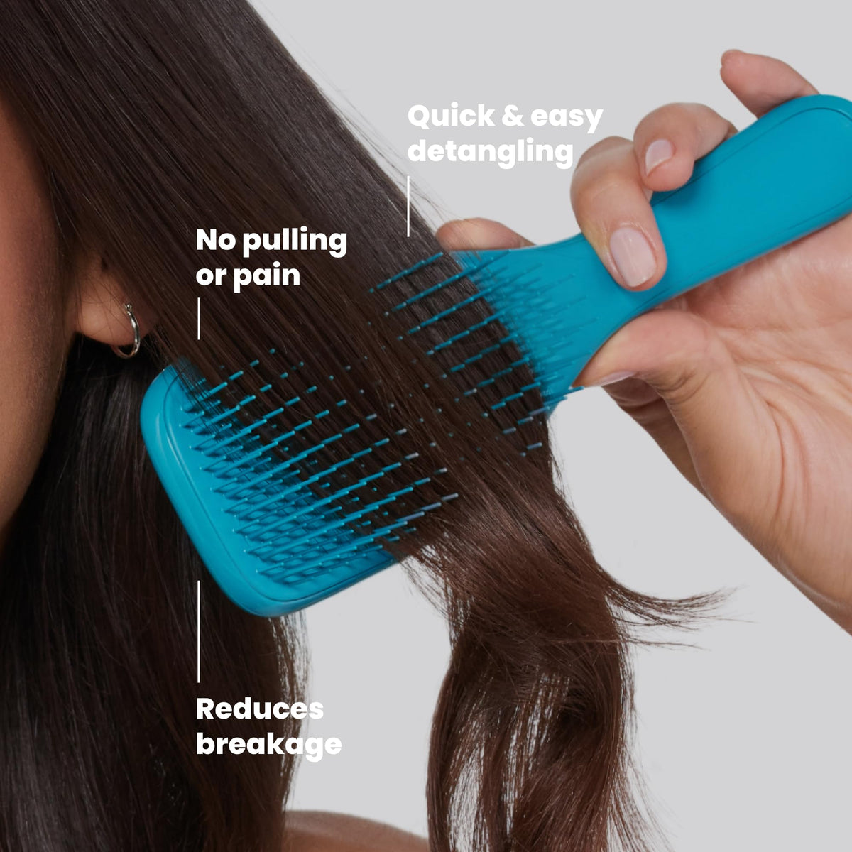 TANGLE TEEZER brushing wet hair in shower for reduced breakage