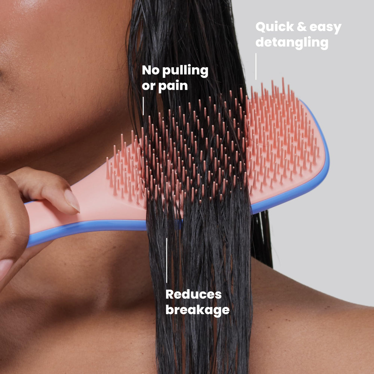 TANGLE TEEZER used on wet hair in shower demonstrating product distribution benefit