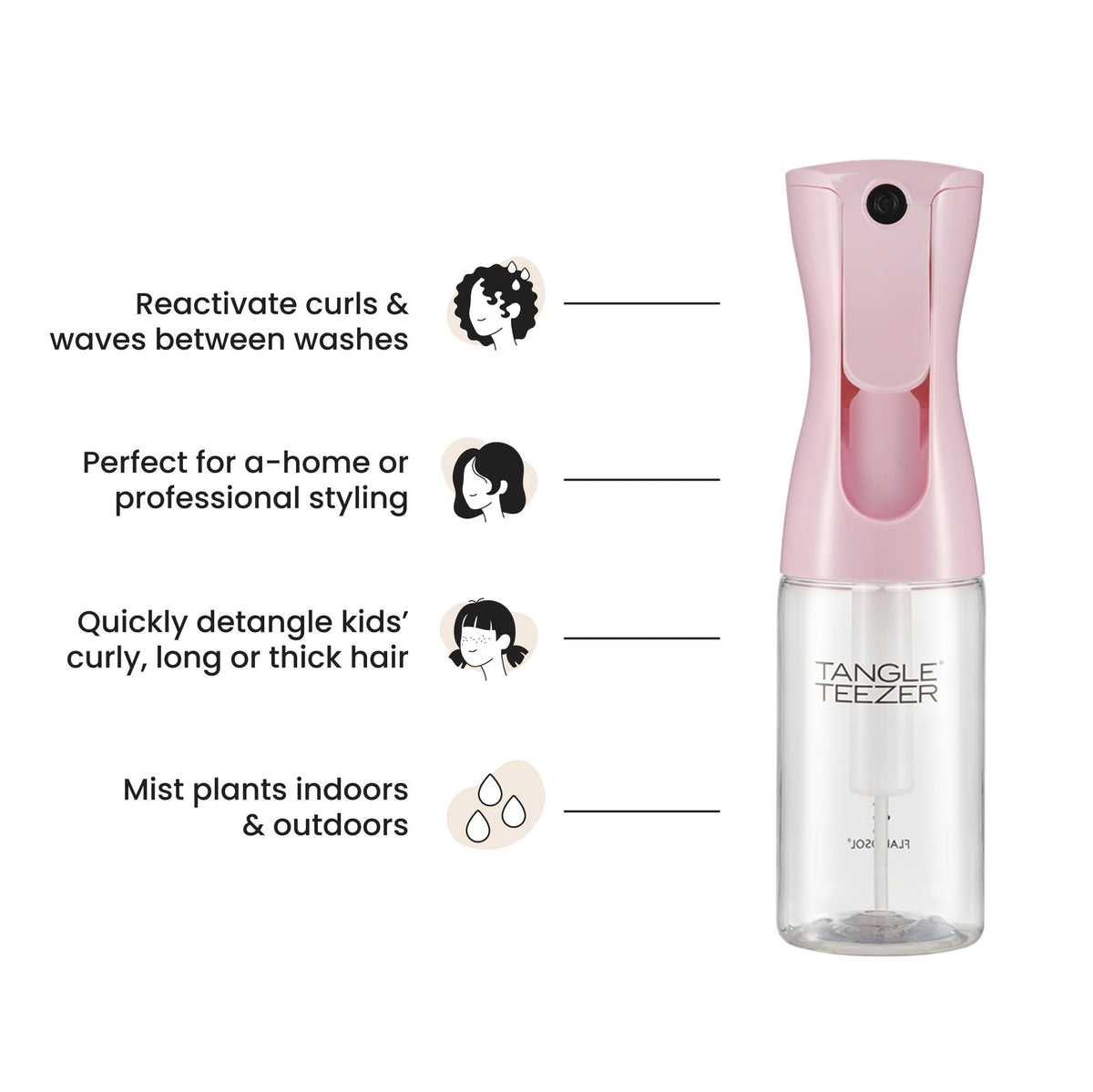 TANGLE TEEZER bottle beside detangler brush for smoother styling benefit