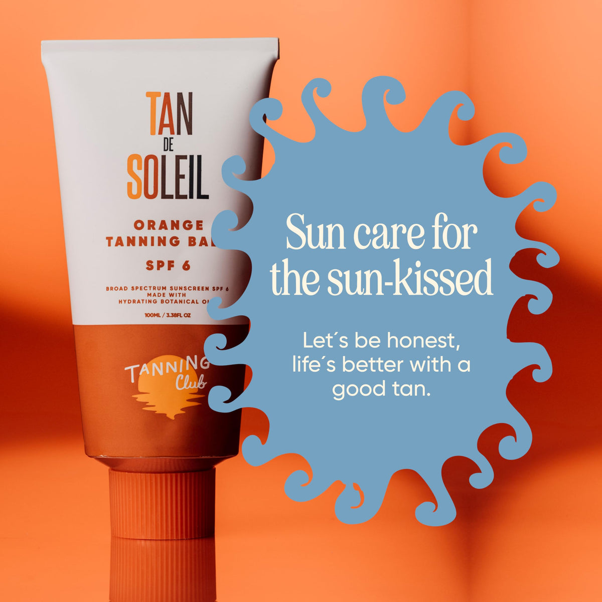 Tanning Club packaging details showcasing cruelty-free and mindful design