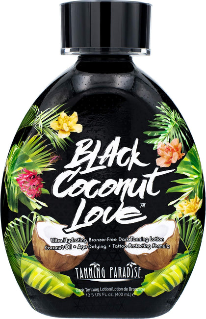 TANNING PARADISE front bottle showing label and size, highlighting hydration benefit