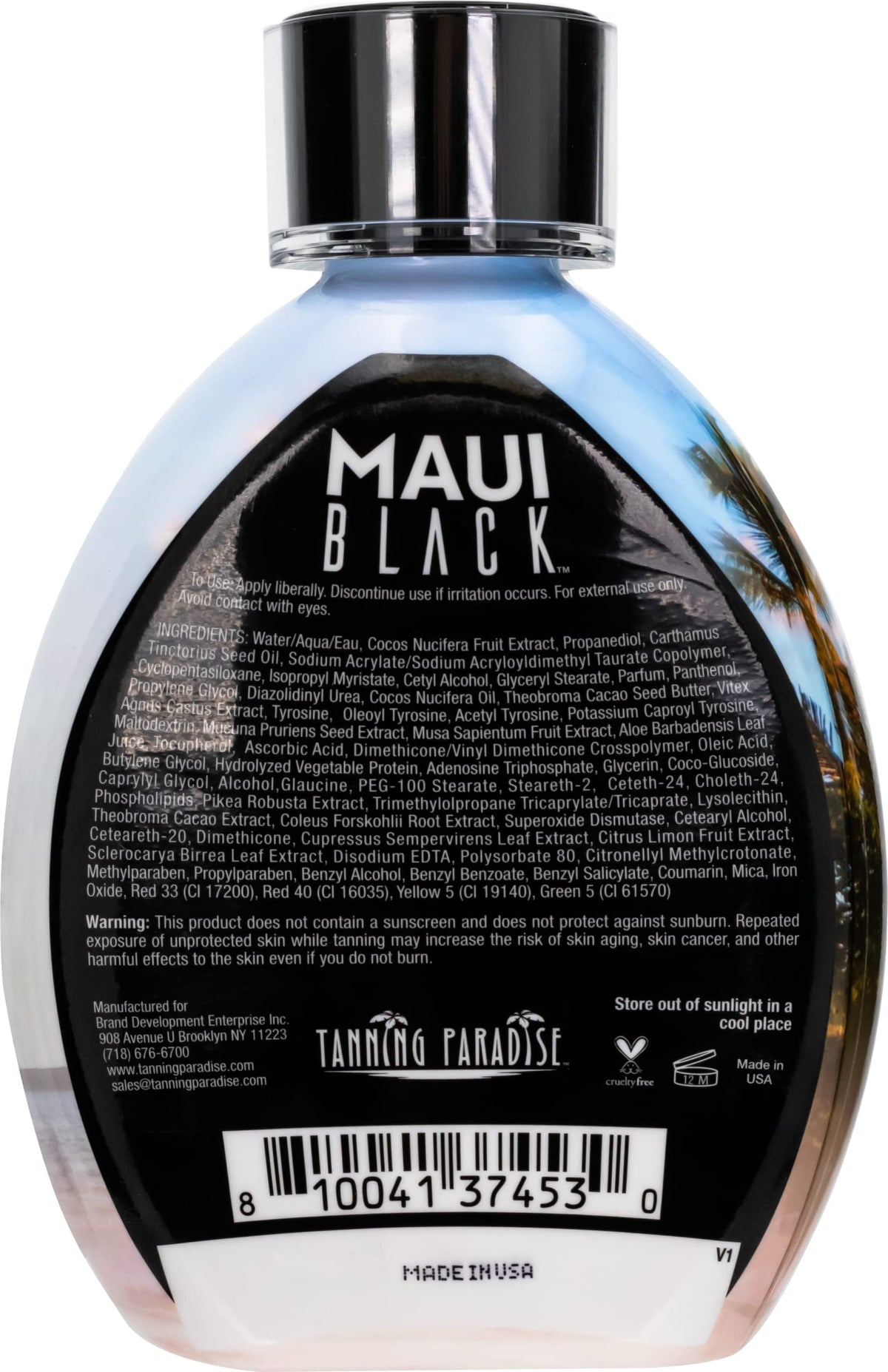 TANNING PARADISE lotion texture close-up highlighting creamy hydration