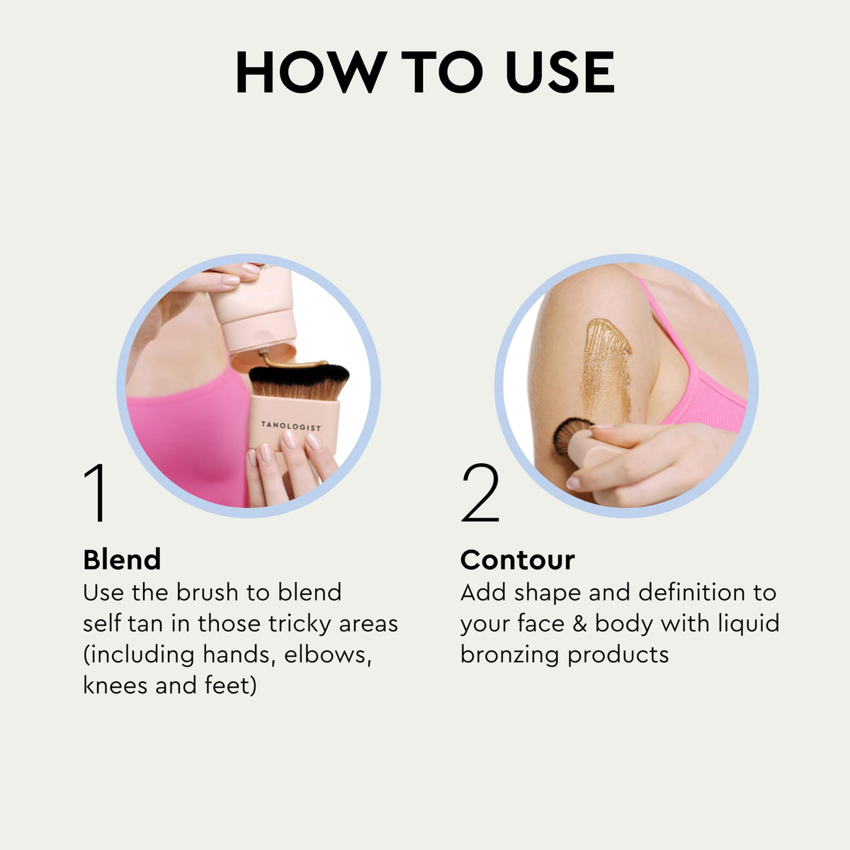 Tanologist brush applying tanning mousse to arm for natural coverage