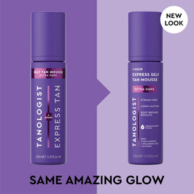 Tanologist mousse dispensed from pump into hand highlighting quick-foam benefit