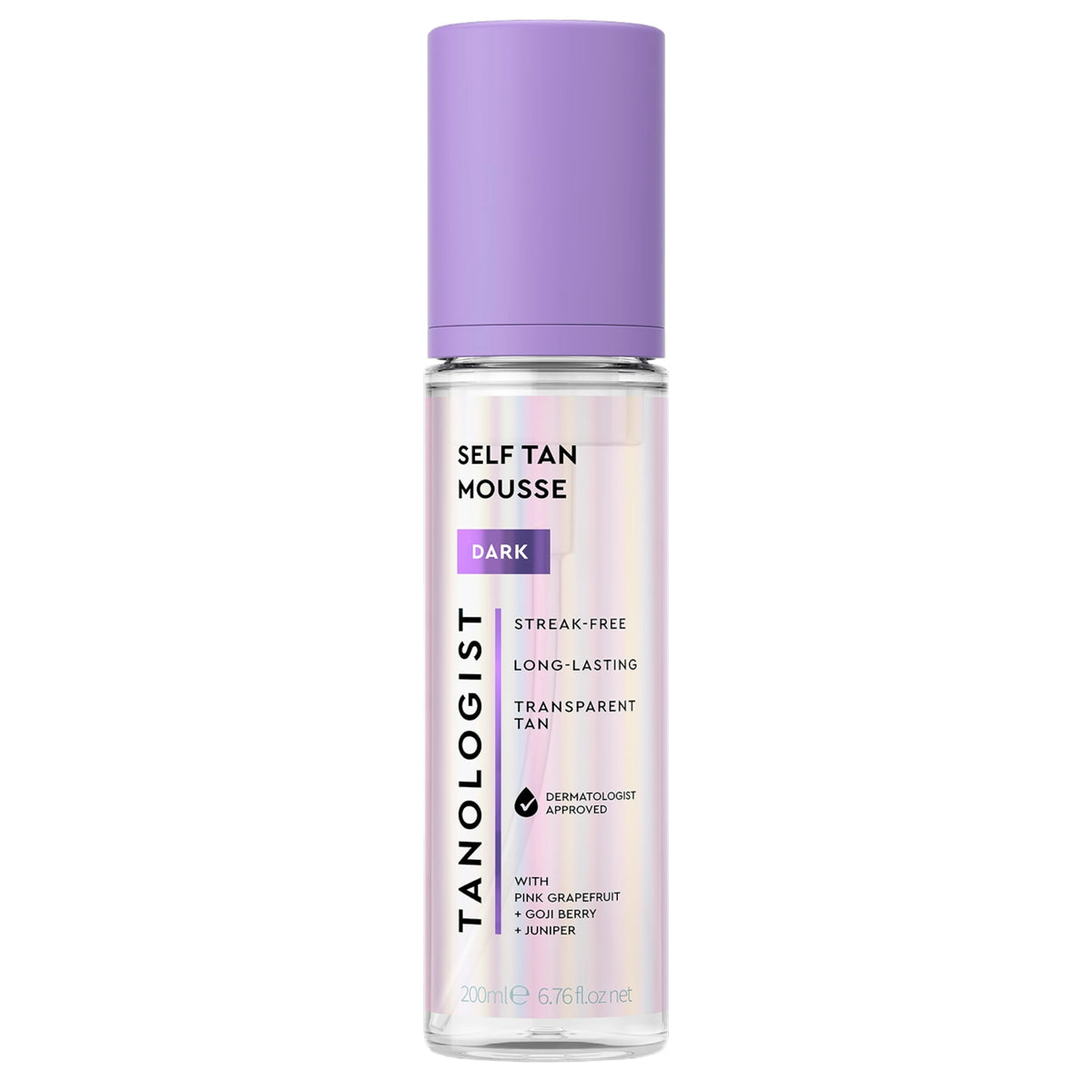 Tanologist dark mousse bottle front view showing packaging and benefits