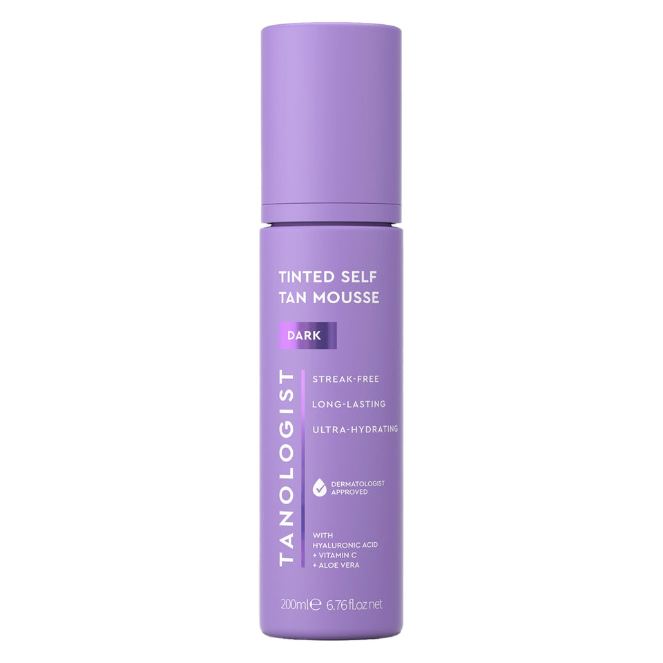 Tanologist front bottle showing dark mousse packaging and clear shade guide