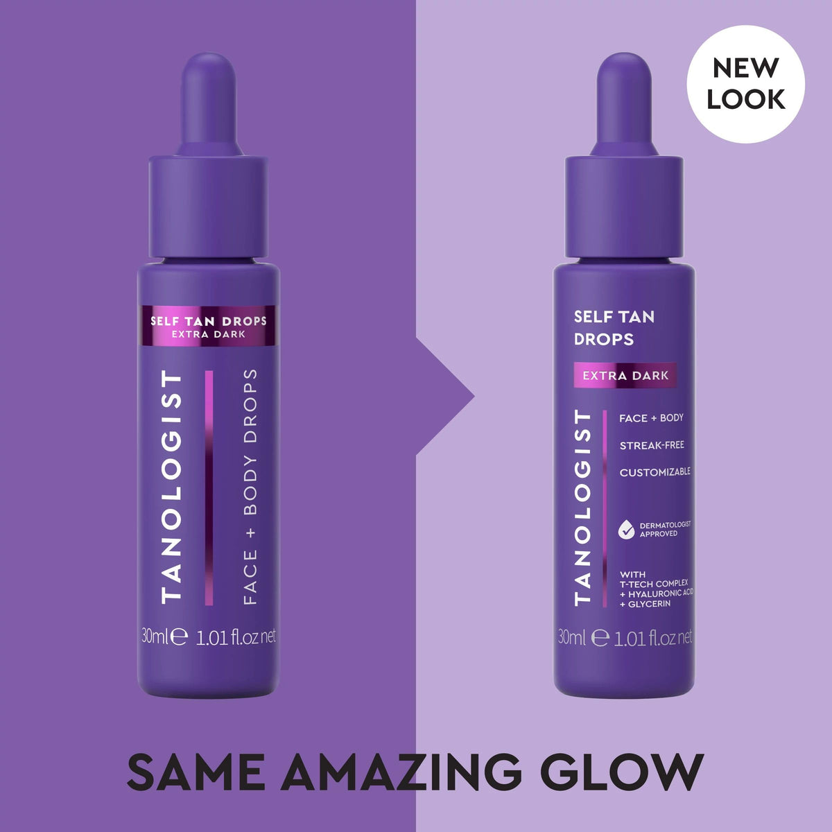 Tanologist dropper serum close-up highlighting clear formula and precise application control