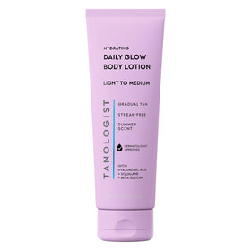 Tanologist tube front view showing branding and shade with clear packaging benefit