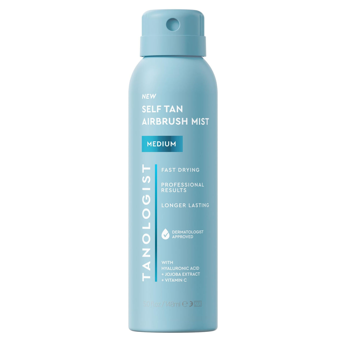 Tanologist front packaging showing medium mist and clear formula benefits