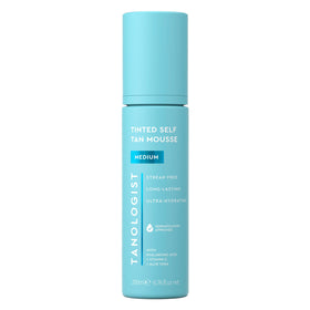 Tanologist medium mousse front bottle showing packaging and quick-glow benefit