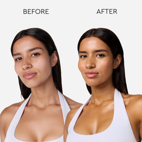 Tanologist drops blended into moisturizer texture, demonstrating easy mixability