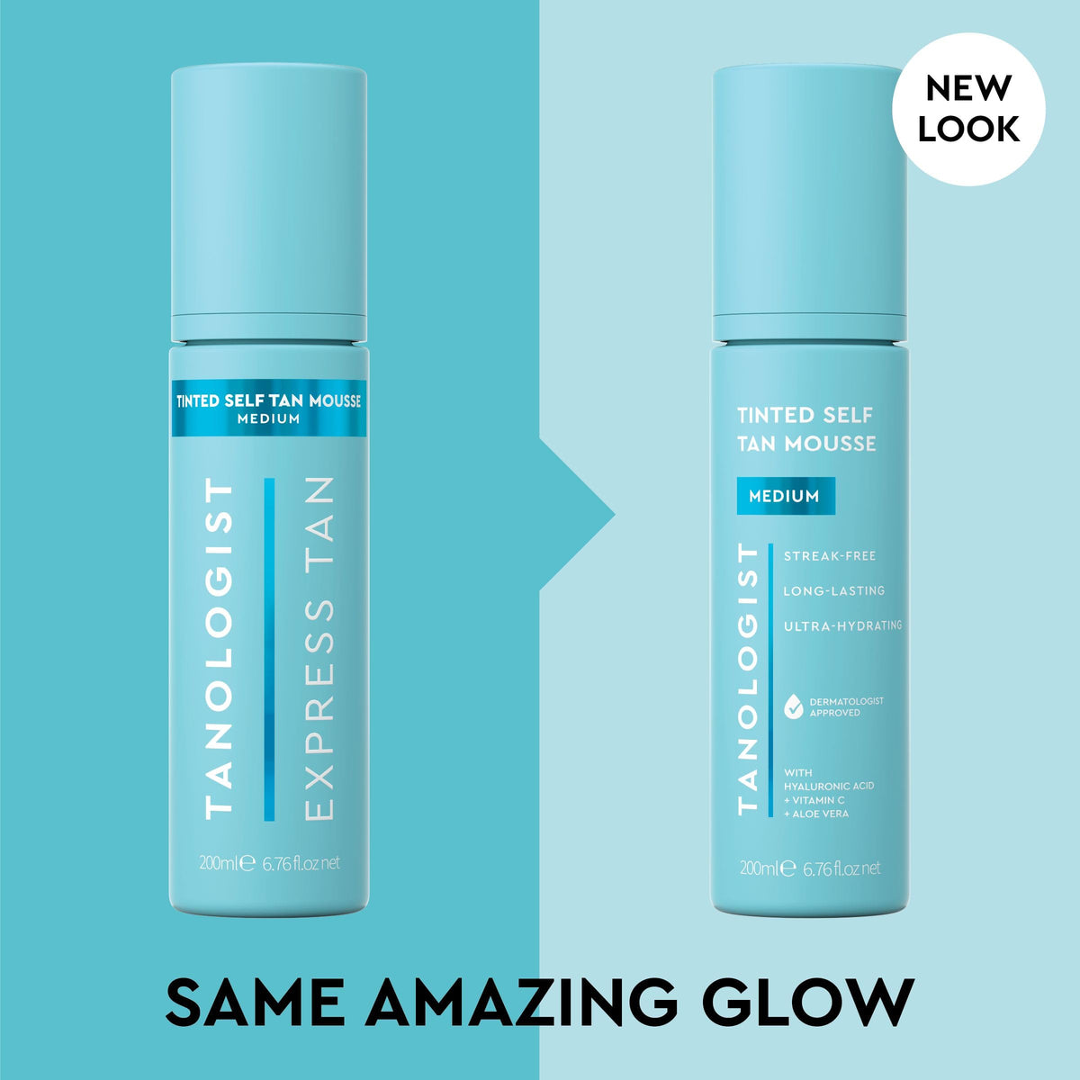 Tanologist mousse dispensed on mitt demonstrating easy, streak-free application