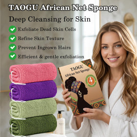 TAOGU close-up of knotted nylon texture highlighting gentle exfoliation benefit