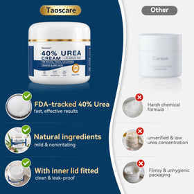 Taoscare ingredients label close-up highlighting urea and salicylic acid concentrations benefit