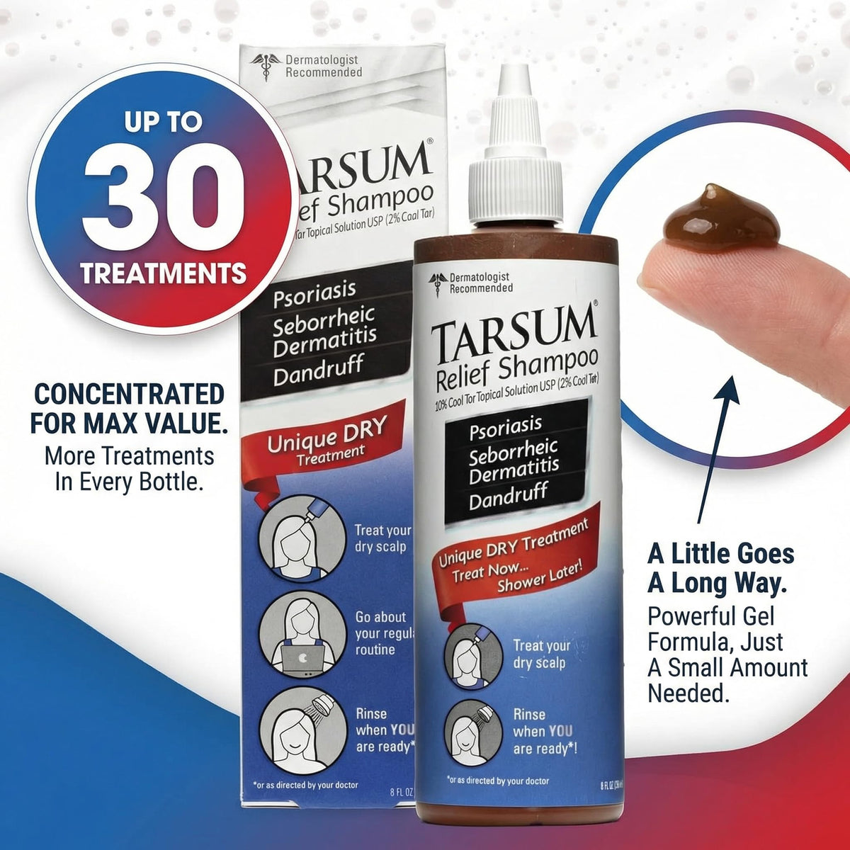 Tarsum before and after scalp photo showing reduced visible flakes